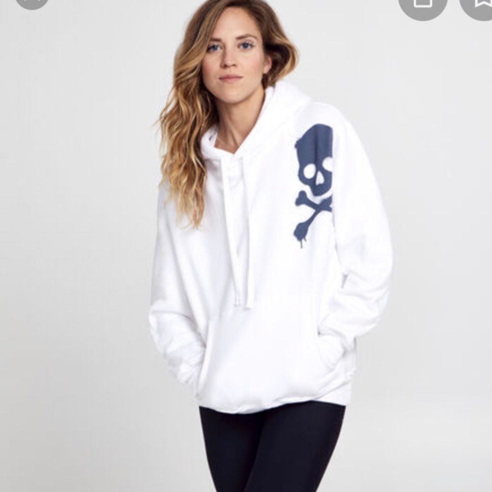 SoulCycle White Hoodie with Black Skull Design